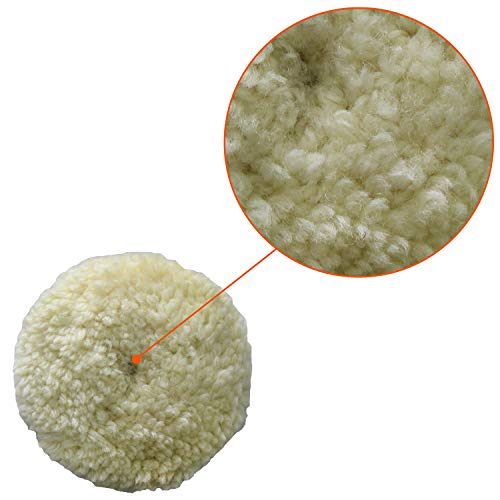 Polishing Pad Buffing Pads Kit 4PCS 3inch 100% Natural Wool Hook & Loop Grip Buffing Pad for Compound Cutting & Polishing for Car Polishing Motorcycle Washing Machine Furniture etc