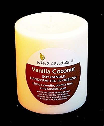 Kind Candles Vanilla Coconut 3-1/2" x 3"soy pillar candle