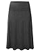 FLORIA Women's Solid Lightweight Knit Elastic Waist Flared Midi Skirt Charcoal 1XL