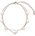 Happiness Boutique Women Delicate Bracelet Heart Charms in Rose Gold Double Stranded Bracelet