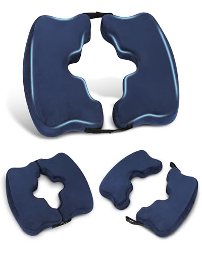 HOMCA Foldable and Adjustable Anti-Bedsore Pillow, Memory Foam Coccyx Cushion for Bedridden People and Long Sitting Periods (Blue)