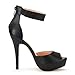 DREAM PAIRS SWAN-05 New Women's Ankle Strap Back Zipper Peep Toe High Heel Platform Pump Shoes,Black Pu,6.5 B(M) US