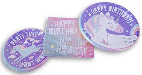 Unique Unicorn Themed Party Set - Dinner Plates, Dinner Napkins, Dessert Plates