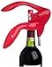 Houdini Lever Corkscrew with Foil Cutter and Extra Spiral (Metallic Red)