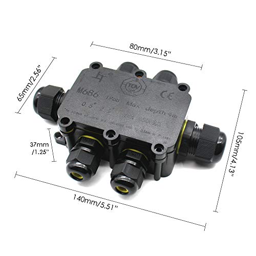 Verteilerdose, Abzweigdose, Junction Box, HUYU IP68 elektrische Außenverteilerdose, Erdkabel Anschlussdose, mit M20/PG9… – Bild 7