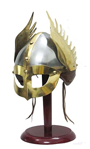 Medieval Mask Viking Helmet Replica Armor Warrior Helmet With Wooden Stand and Liner