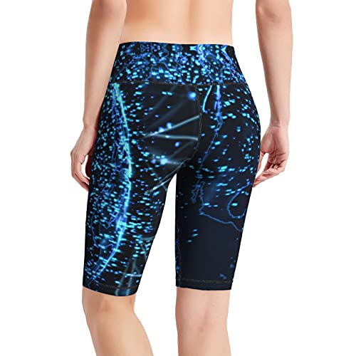Inaayayi Hoge Taille Yoga Shorts Blauw Digitale Aarde Technologie Sociale Vrouwen Bike Shorts Tummy Control Fitness… - Image 7