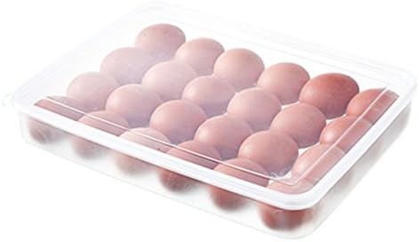 HERF Egg Holder with Lid for Refrigerator, Stackable Food Container or Storag, Fits 24 Eggs, Transparent and Visibility
