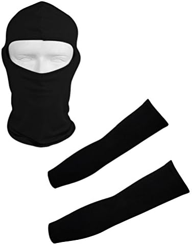 Black Sport Protection Set -Arm Cooler Cooling Sleeves+Balaclava Full Face Mask