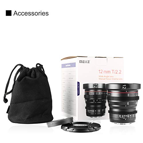 MEKE 12mm T2.2 große Blende, manueller Fokus, niedrige Verzerrung, 4K Mini-Cine-Objektiv für Micro Four Thirds M43 MFT, kompatibel mit Olympus Panasonic Lumix BMPCC 4K Zcam E2 GH5 GH6 OM-1 – Bild 7