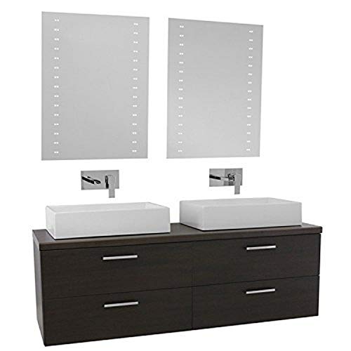 Iotti AN493 Aurora Double Vessel Sink Bathroom Vanity Wall Mounted with Lighted…