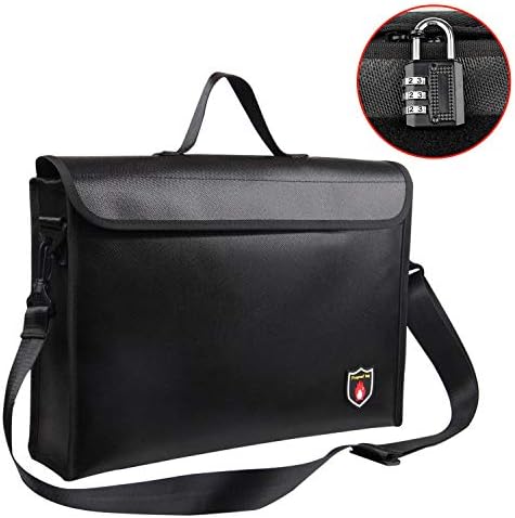 Fireproof Bag, Large 2500°F Fireproof & Waterproof Documents Bag with Lockable Zipper and Free Lock, Non-Itchy Silicone Coated Strong Double Layer Heat Protection Safe Storage for Money, Documents