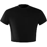 Milumia Men's Short Sleeve Crew Neck Slim Fit Basic Crop Top T Shirts Hot Shirts