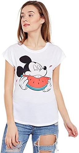 Mickey Mouse Family White Polyester Top For Women DMFWT0014
