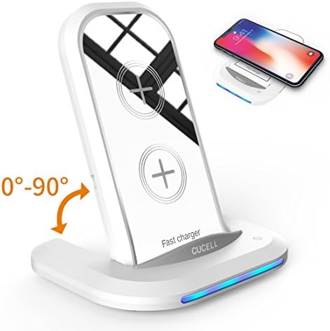 iPhone X Wireless Charger, CUCELL Fast Qi Wireless Charger Charging Pad Stand for Samsung Galaxy S9/S9+ S8/S8 Plus Note 8/5 S7 S7/S6 Edge Plus iPhone X 8 8 Plus Qi Enabled Phones(NO Adapter)