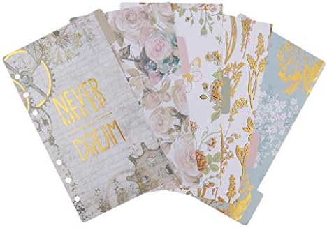 P Prettyia 5 Pack 6 Ring Binder Dividers with Reinforced Edge, Tabs, 6 Hole Punch Section Index Dividers for Binders - A