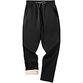 GEEK LIGHTING Men's Fleece Sweatpants Sherpa Lined Warm Drawstring Elastic Pants with Pockets