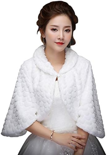 DESHE Faux Fur Wrap Shawl Women's Gift Bridal Jacket coat shawls Style 1