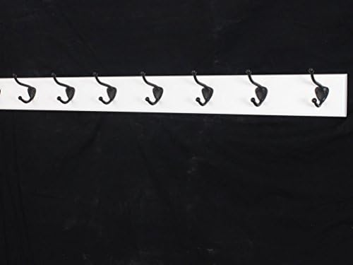 White Coat Rack with Oil Rubbed Bronze Hat &amp; Coat Style Hooks (36" x 3.5 with 7 hooks)