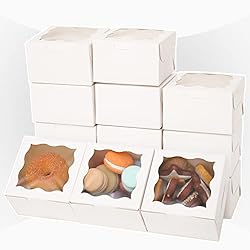 White Bakery Boxes with Window 4x4x2.5 inches Small