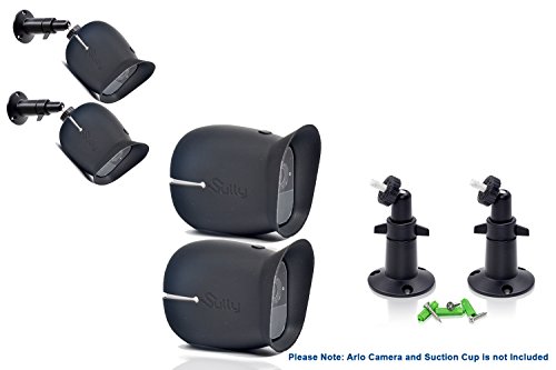 Accessories-Kit-for-Arlo-Pro-and-Pro2-Camera-w-2pcs-Arlo-Pro-Pro2-Skins-AND-2pcs-10cm-Arlo-Camera-Mount-Black-Arlo-Netgear-Security-Wireless-Covers-Case-Outdoors-Wall-Adjustable-Pro-2-by-Sully