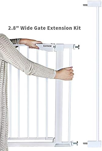 EAVSOW Safety Baby Gates, Extra 29.5"-54" Wide and 30" Tall,Steel Pet Gate/Pet Safety Gate,Easy Step Walk Thru Baby Gate with Pressure Mount kit,White