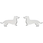 Cute Dachshund Small Stud Stainless Steel Earrings for Women Men Adorable Sausage Dog Earring Cartilage Helix Tragus Tiny Animal Studs Pet Lover Fine Jewelry for Mom Wife