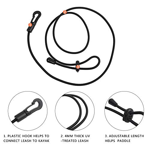 image for AMbs Kayak Paddle Leash 2 Pcs Safety Rod Adjustable Canoe Paddle Fishi
