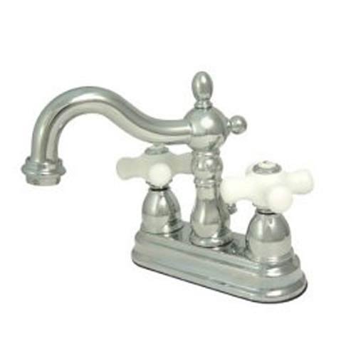 Centerset Bathroom Faucet With Double Porcelain Cross Handles