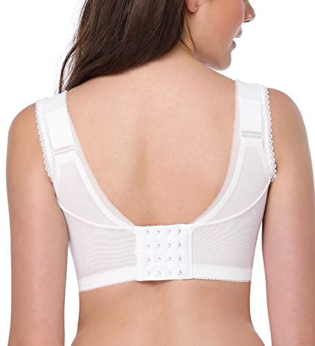 HANSCA Women's Push Up Wirefree Bra Lightly Padded Full Cup Cleavage Bra Plus Size Comfort (White, 34B) - Thumbnail 3