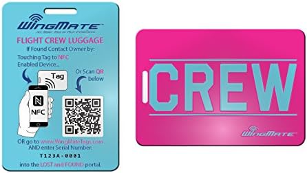 WingMateCREW Passive Tracking Smart Luggage Tag with web app! Crew Tag (Bubble Gum)