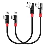 Right Angle USB C Cable,SUNGUY (1ft/0.3m, 2Pack) Short Nylon Braided 90 Degree USB-C Fast Charging Data Sync Cable for Samsung Galaxy S10 S9 A80,Google Pixel 2 XL,OnePlus 7/7 Pro