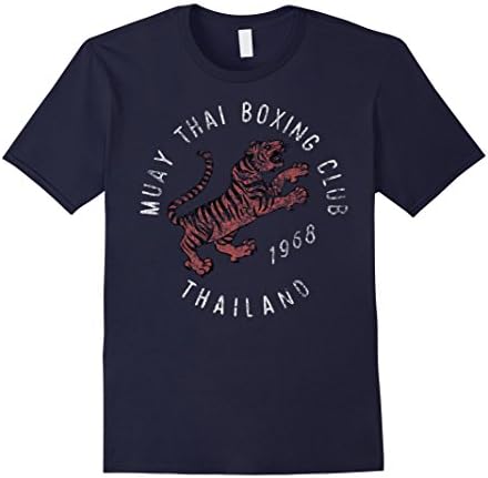 Mens Muay Thai Boxing Club Thailand Tiger Vintage Graphic T-Shirt Large Navy
