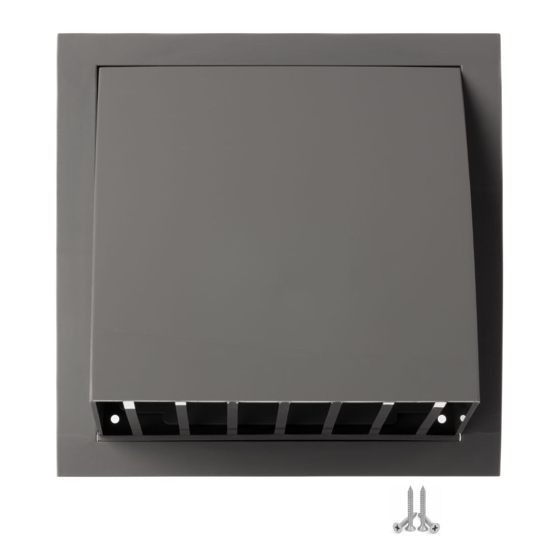 LIRAST Ø 125mm / 5 inch Grey Plastic Cowled Ventilation Grille - Air Vent Cover with Backdraught Shutter/Gravity Flap - External Grille with Round Spigot, Gray