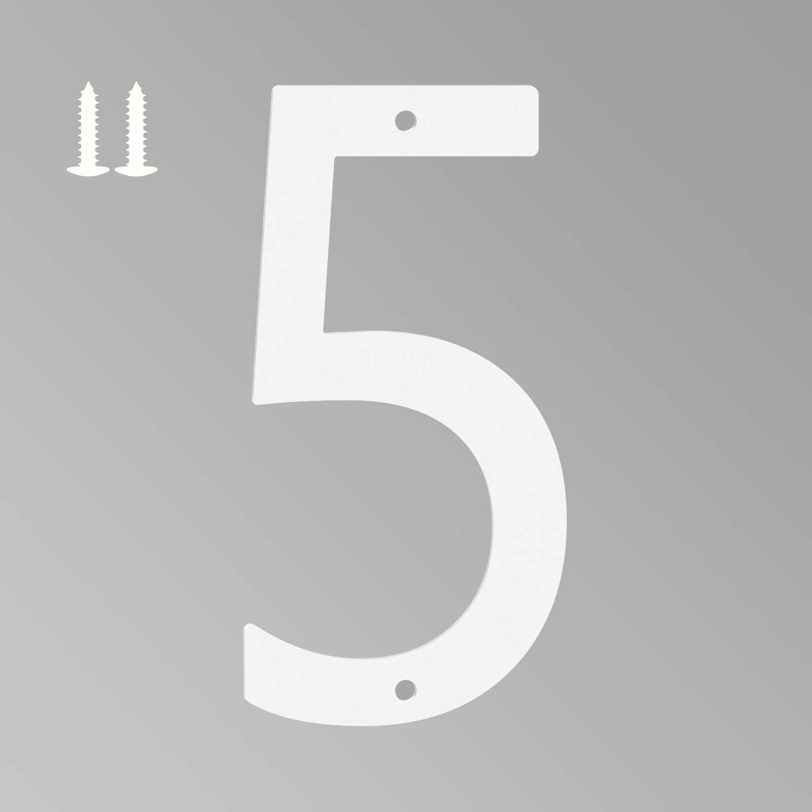 Photo 1 of 4 Inch White House Numbers for Outside, Metal Letters for Outdoor Signs, Anti-rust Aluminium House Address Letters for Front Door, Office, and Garden Decoration (Number 5)