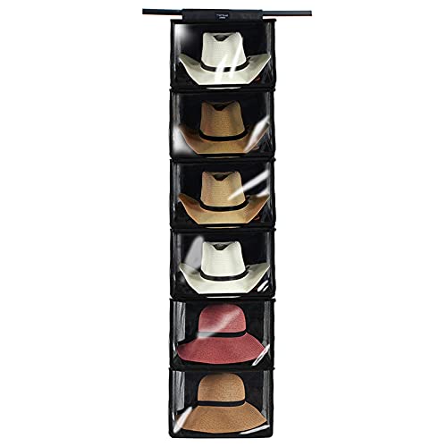 Cowboyhut-Regal für Schränke – 6 Regal-Kappen-Organizer – gewebter Stoff und Mesh – Kleiderschrank-Aufhängung Westernhut-Halter für breite Krempe – große Hut-Aufbewahrung – groß genug