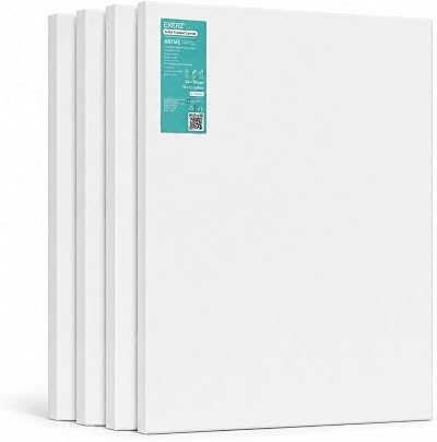 EXERZ 50x60 cm Pre-Stretched Canvas 4 Pack 1.7 cm 280GSM 100% Cotton