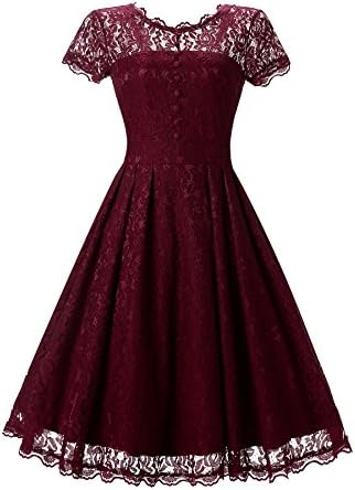 SOVIYAS Women's Retro Floral Lace Cap Sleeve Vintage Swing Bridesmaid Dress