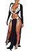 Cutedi Womens Black Floral Lace Deep V Neck Long Sleeve 2 Piece Crop Top Slit Maxi Dresses Skirt Set S
