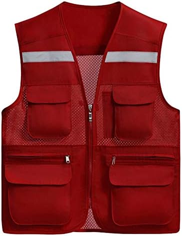 Liveinu Adult High Visibility Vest Heavy Duty Traffic Safety Vest Breathable with Reflective Strips and Pockets