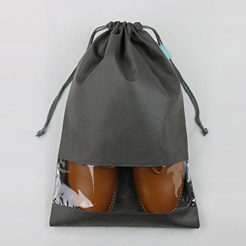 iwill CREATE PRO 1510.5", Drawstring Shoe Bag for Women, Kids Shoes, Dust Proof Shoe Storage Bags for Travel Luggage, Dark Grey, Pack of 5 - Thumbnail 3