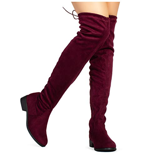 RF Stretchy Over The Knee Riding Boots Burgundy Size.11