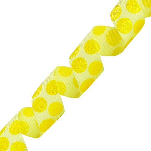 Morex Ribbon Sugar Dots Glitter Grosgrain Ribbon, 7/8-Inch by 4-Yard Spool, Yel…