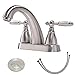 Friho Lead-Free Modern Commercial Two Handle Brushed Nickel Bathroom Faucet,Bathroom Vanity Sink Faucets with Drain Stopper and Water Hoses