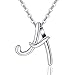 EUDORA Sterling Silver Necklace 26 Letters Alphabet Personalized Charm Pendant with 18inch O-Ring Chain