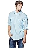 GUESS Men's Sunset Regular-Fit Slub Popover Shirt