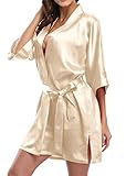 Giova Pure Color Satin Short Silky Bathrobe