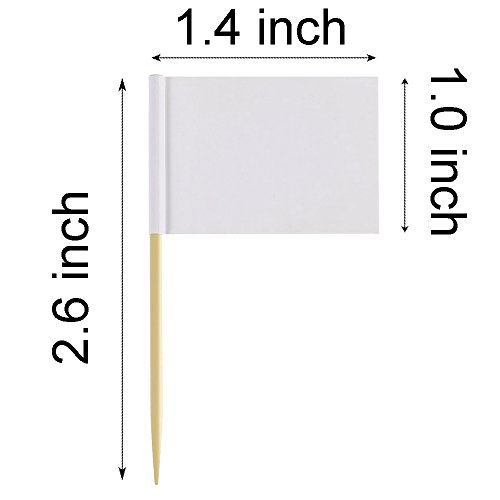 Zehhe Mini Blank White Flag 100Pcs Paper Food Picks Dinner Cake Toothpicks Cupcake Decoration Fruit Cocktail Sticks Party Supplies - Thumbnail 2
