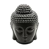 Omonic Porcelain Zen Garden Yoga Meditation Black Thai Buddha Head Statue Essential Oil Burner Home Decor (Black)