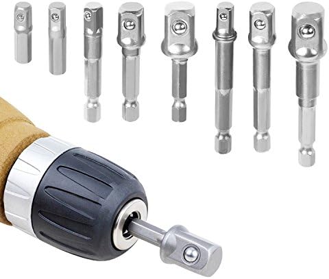 Hoohome 8Pcs Socket Adapter Impact Hex Shank Drill Bits Bar Set 1/4" 3/8" 1/2" Bits New